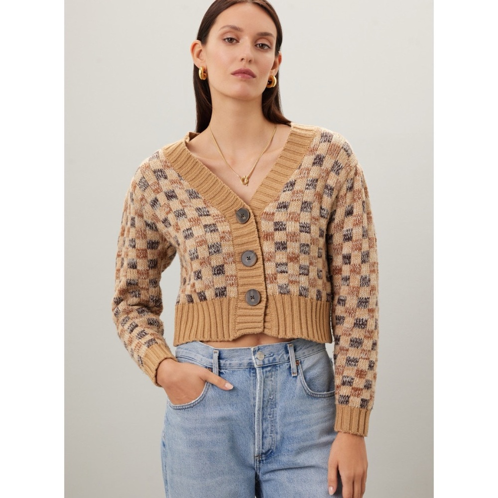 NWT REBECCA TAYLOR Wool & Cashmere-Blend Crop Preppy Cardigan Light Academia XL